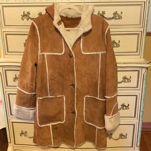 UGG Leather and Faux Fur Coat